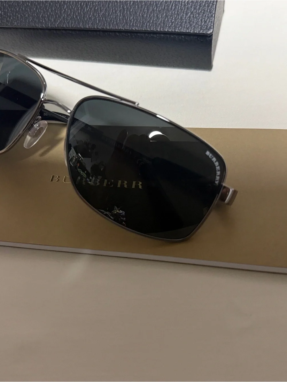 Burberry Gunmetal Sunglasses with Grey Lenses